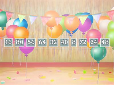 Multiplication: 8 - skip count