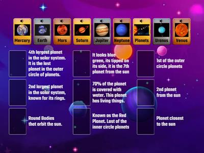  Planets Match Up (3rd Grade Science)
