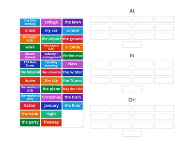 Prepositions - IN, ON, AT