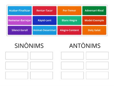 CLASSIFICA ANTÒNIMS-SINÒNIMS