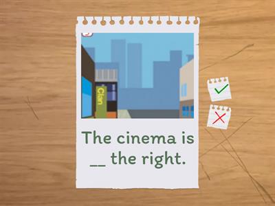 Prepositions under, above, in front of, behind, opposite