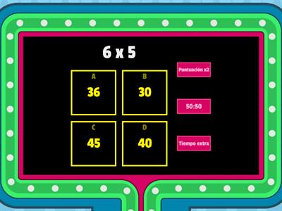 Tablas de multiplicar 25 