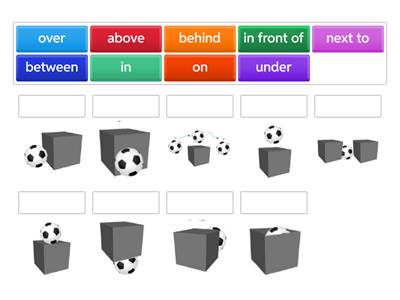 Match Up Prepositions: In, on, over, above, under, behind, in front of, next to, between