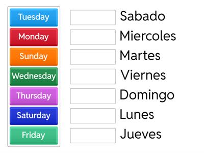 Days of the week in Spanish