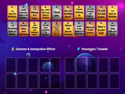 Who says it? Customs Officer or Passenger?