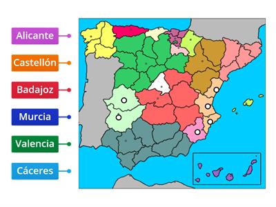 PROVINCIAS DE  EXTREMADURA, MURCIA Y VALENCIA