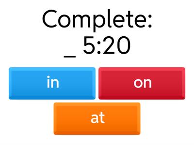 Prepositions of Time Quiz