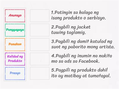  Mga Salik na Nakakaimpluwensya sa  ating Pamimili