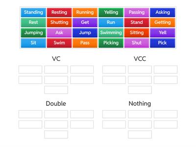 Sort 2: Adding -ing to Words with VC and VCC Patterns