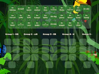 Ruotsin substantiivien taivutus (ryhmittelytehtävä)