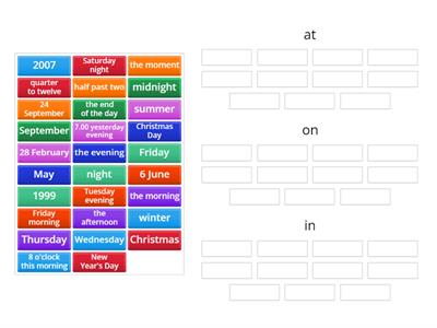 Prepositions of Time - IN / ON / AT