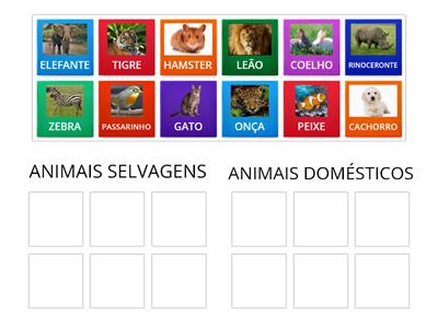 CLASSIFIQUE OS ANIMAIS COMO SELVAGENS OU DOMÉSTICOS