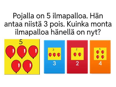 Sanallisia vähennyslaskuja lukualueella 1 - 10
