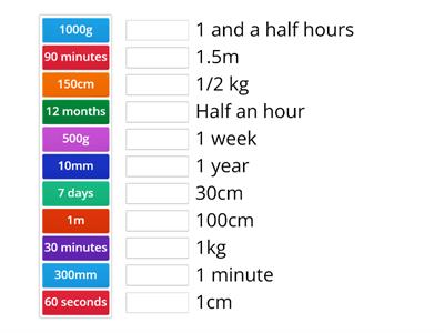 Units of measurement match up game