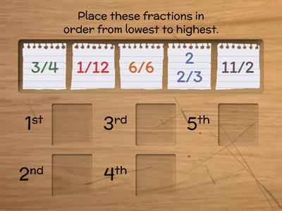 Ordering Fractions test