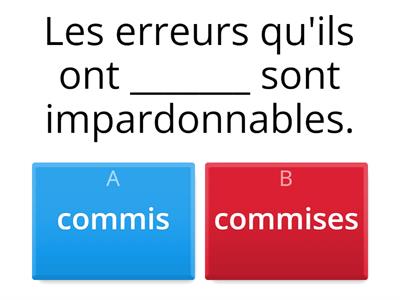 Accord du participe passé (niveau intermédiaire)