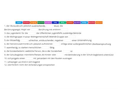 Systemsprenger - Lexik 2 - Fehlende Wörter