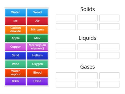 solids liquids gas (using Group sort)