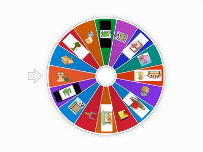 Preposition--in, on, under, near, in front of, behind Spin the wheel