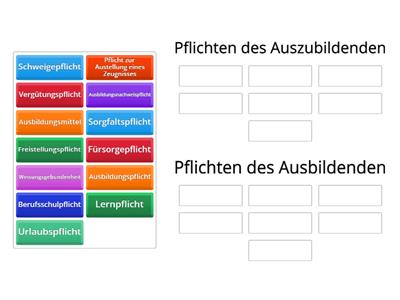 Pflichten des Auszubildenden bzw. des Ausbildenden