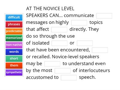 ACTFL SCALE FOR ORAL PROFICIENCY LEVELS