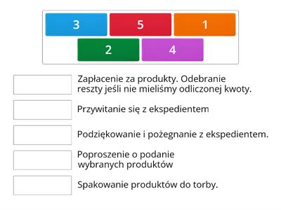 Ułoż kolejność czynności w sklepie z ekspedientem