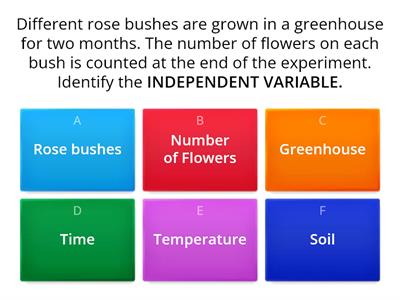 Scientific Method practices (Independent, Dependent and Constants)