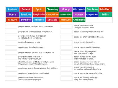 NEF Intermediate 1B Vocabulary Bank Personality