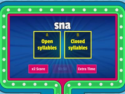 Open and closed Syllables Gameshow