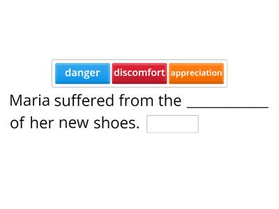 English Vocabulary: Sentence completion