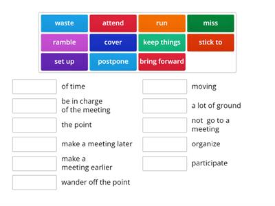 Business meetings (collocations and synonyms)