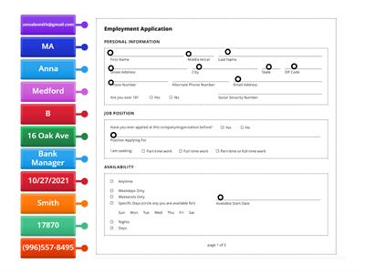 Employment Application Practice 