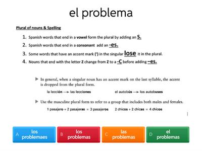 Lección 1 - Sustantivos plurales TUTORIAL with practice activities