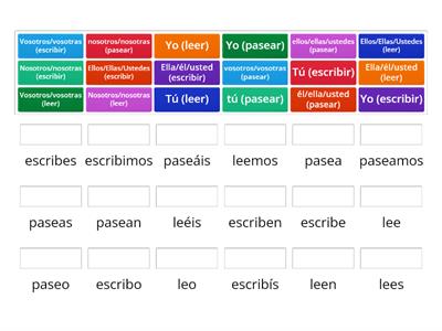 Presente verbos -ar, -er e -ir