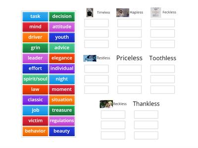 Collocations practice with - less