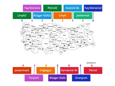 Türkiye Enerji Kaynakları Haritası Oyunu 