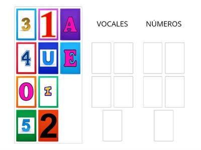 CLASIFICA VOCALES Y NÚMEROS