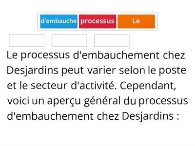 Le processus d'embauche (mots de transitions)