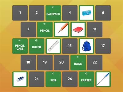 SCHOOL OBJECTS MEMORY GAME