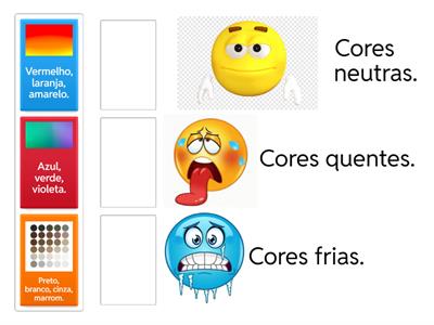 Classifique as cores quentes, frias e neutras: