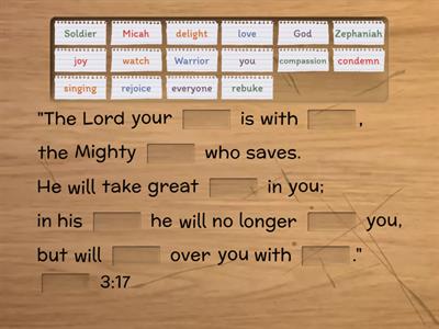 Memory Verse Zephaniah 3:17