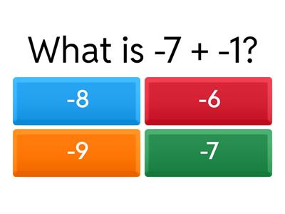 Negative Numbers Quiz