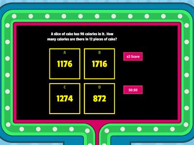 2 Digit Multiplication Word Problem Game Show 