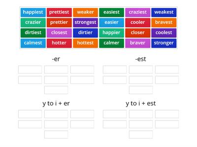 Green team sort 53 - comparatives -er, -est