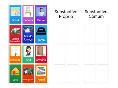 Substantivos - próprio e comum.