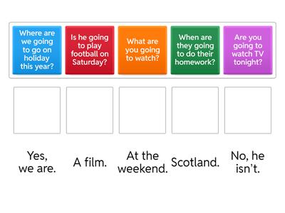 'Going to' questions and answers 5 grades