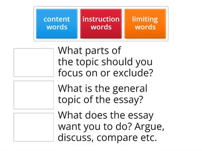EAP2 Writing 1.3 Essay question words