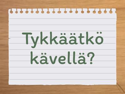 Kysymyksiä liikenteestä ja liikkumisesta. A1 ja A2