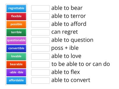 Suffix -able -ible Quiz