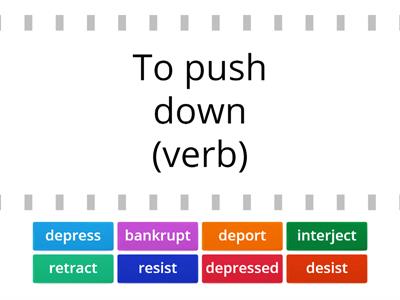 SLT Words to Know word/definition match